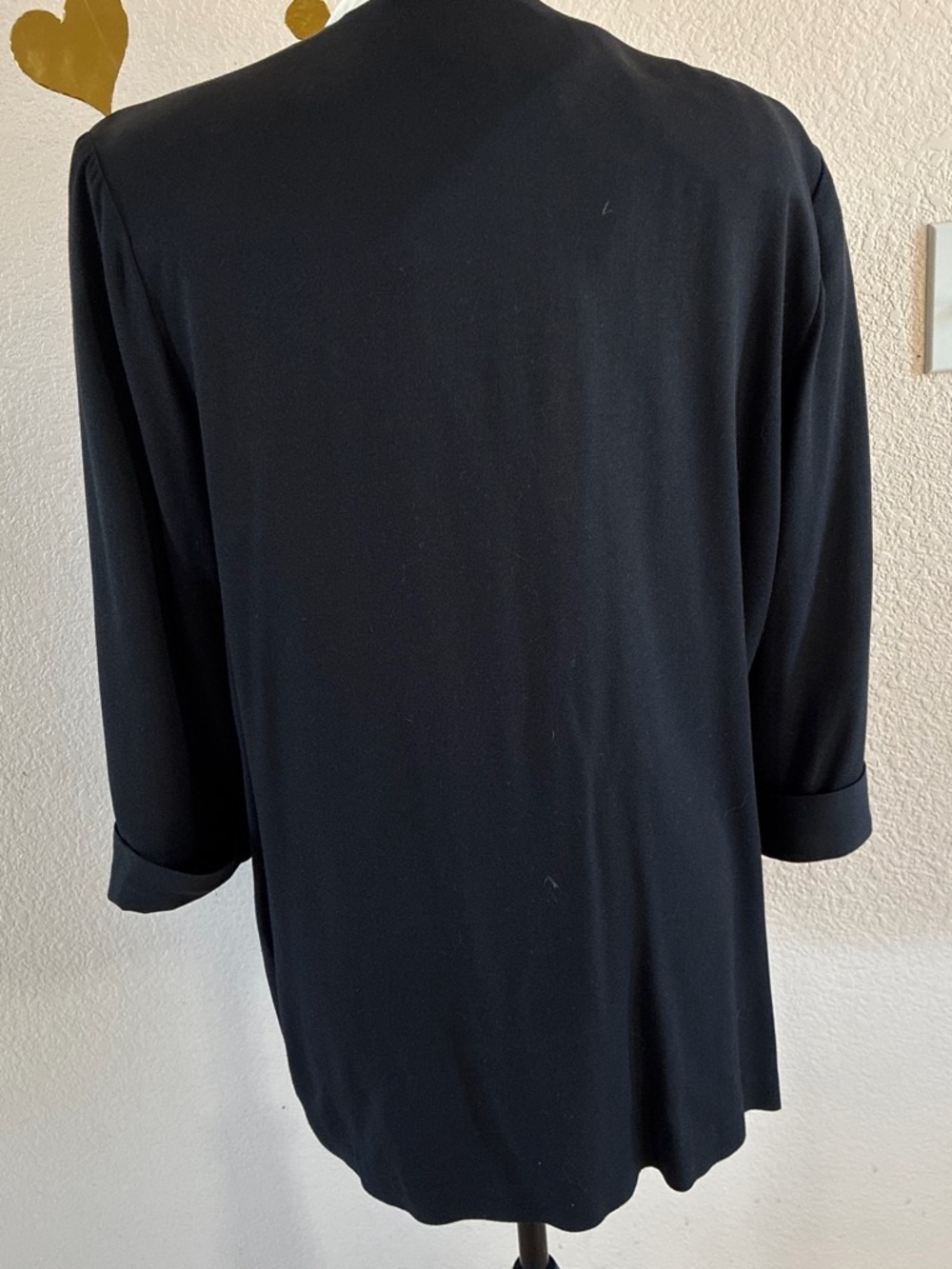 Black Open-Front Jacket with Cream Vest Detail - Picture 6 of 8